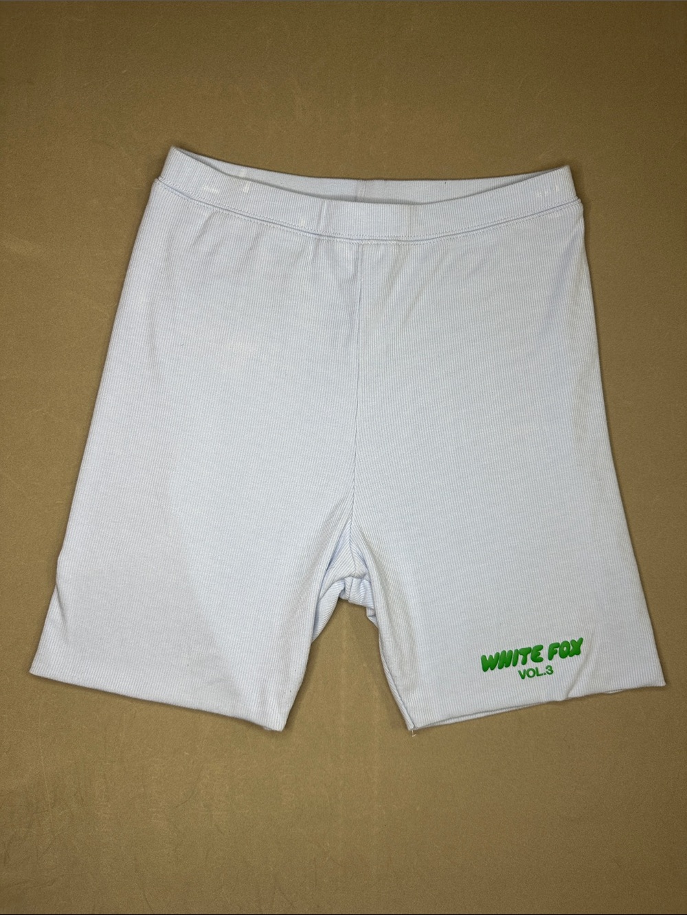 White Fox Ribbed Bike Shorts/ Baby blue and Green"WHITE FOX VOL.3" - M